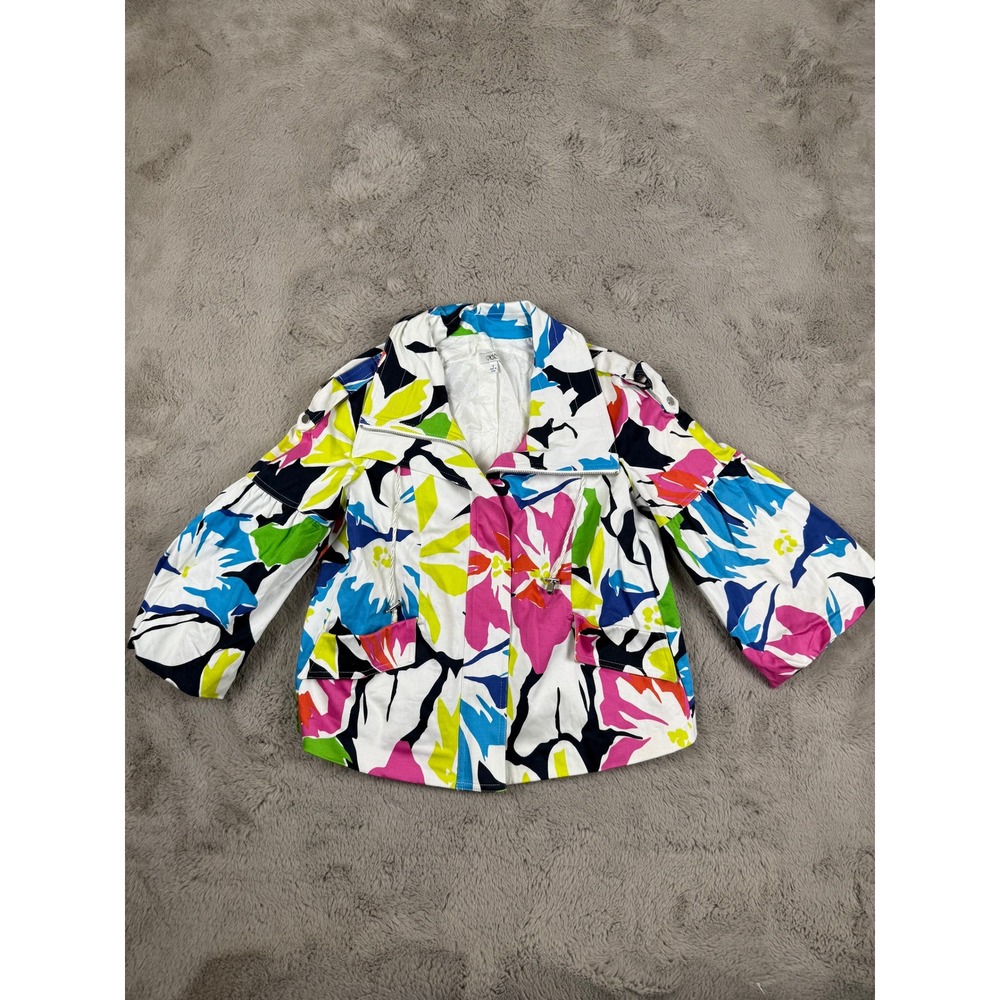 Vintage Cache Floral Print Jacket Colorful 3/4 Sleeve Button Front S Y2K Retro